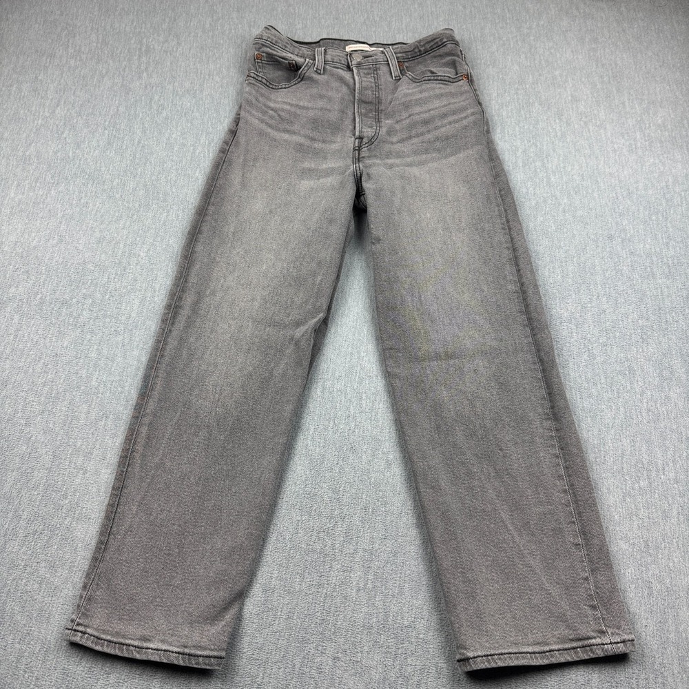 Levis Jeans Womens 27x27 Gray‎ Ribcage Straight Ankle Button Fly High Waisted